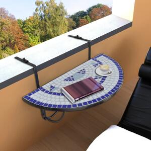 VidaXL Viseći balkonski stol plavo-bijeli s mozaikom