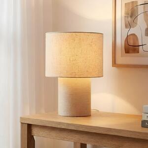 Lindby Stolna lampa Elfie, Ø 23 cm, bež, lan, E27, Bež, Dnevni boravak/blagovaonica, Tkanina / tekstil