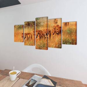 VidaXL Zidne Slike na Platnu Set s Printom Lavovi 100 x 50 cm