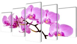 VidaXL Zidne Slike na Platnu Set s Printom Orhideja 200 x 100 cm