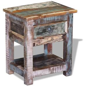 VidaXL Bočni stolić s 1 ladicom masivno obnovljeno drvo 43x33x51 cm