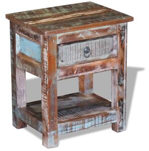 VidaXL Bočni stolić s 1 ladicom masivno obnovljeno drvo 43x33x51 cm