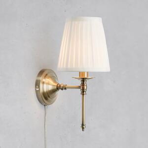 Markslöjd Zidna lampa Manor, bijela/mesing, visina 40 cm tkanina/metal, Zlato / mjed, Dnevni boravak/blagovaonica, Tkanina / tekstil