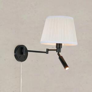 Markslöjd Zidna lampa Pivot, prirodno bijela/crna, projekcija 43 cm, 2 žarulje., Crno, Dnevni boravak/blagovaonica, Tkanina / tekstil