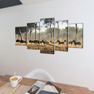 VidaXL Zidne slike na platnu s zebrama 100 x 50 cm