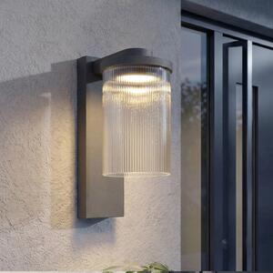 Lucande LED vanjska zidna svjetiljka Beelia, antracit, rebrasta, Crno, Aluminij