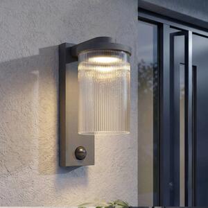Lucande LED vanjska zidna svjetiljka Beelia Sensor antracit rebrasta, Crno, Aluminij