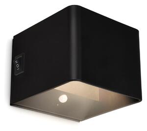 Briloner LED zidna lampa na baterije Barro, crna, širina 8 cm, metalna, senzor, Crno, Područje hodnika, Metal, Zidna utičnica iznad/dolje