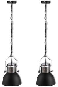 VidaXL Metalna stropna svjetiljka 2 kom podesive visine moderna crna