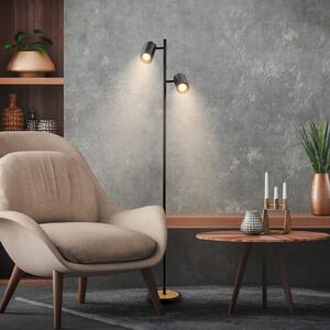 Briloner Podna lampa Duta, crna/svijetlo drvo, visina 160 cm metal/drvo, Crno, Dnevni boravak/blagovaonica