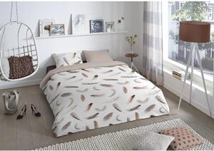 Bijelo-bež flanel posteljina za krevet za jednu osobu 140x200 cm - Good Morning