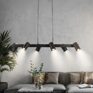 Briloner Viseća svjetiljka Duta, duljina 110 cm, mat crna, metalna, 6 žarulja., prigušiva, Crno, Dnevni boravak/blagovaonica, Metal
