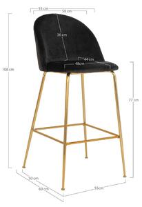 Crne baršunaste barske stolice u setu 2 kom 108 cm Lausanne – House Nordic