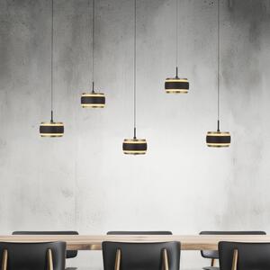PURE LED viseća lampa Falling Rings crna duljina 101 cm 5 žarulja., prigušiva, Crno, Dnevni boravak/blagovaonica, Metal