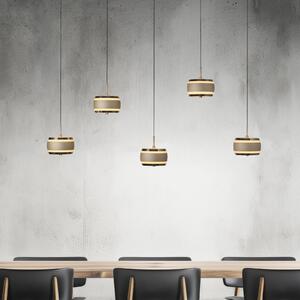 PURE LED viseća svjetiljka Falling Rings, brončana duljina 101 cm, 5 žarulja., prigušiva, Bronca / stari mesing, Dnevni boravak/blagovaonica, Metal