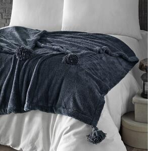 Antracitno sivi prekrivač od mikropliša za krevet za jednu osobu 160x200 cm Puffy – Mijolnir