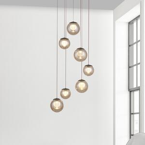 PURE LED viseća svjetiljka Popup, brončana/jantarna Ø 40 cm, 7 žarulja., prigušiva, Bronca / stari mesing, Dnevni boravak/blagovaonica, Staklo