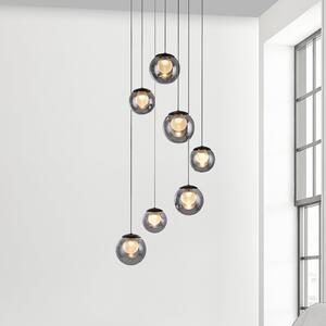 PURE LED viseća svjetiljka Popup, siva/dimno siva, Ø 40 cm, 7 žarulja., prigušiva, Sivo, Dnevni boravak/blagovaonica, Staklo