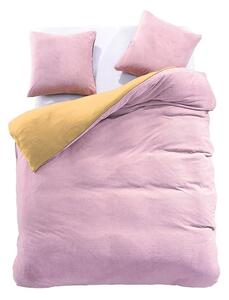 Žuto-ružičasta produžena posteljina od mikrofibre za jednu osobu 155x220 cm Furry - AmeliaHome
