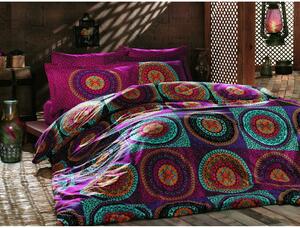 Ružičasto-tirkizna pamučna posteljina za bračni krevet 200x200 cm Gipsy – Mijolnir