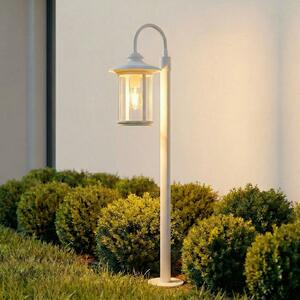 Lindby Zayn svjetiljka za stazu, bijela, staklo, visina 109 cm, IP65, prigušiva, Bijela, Aluminij, fenjer
