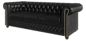 Crni kauč na razvlačenje od imitacije kože 203 cm York - Ropez