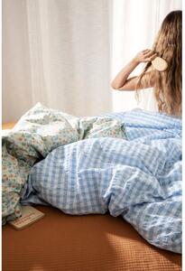 Bijelo-svijetlo plava posteljina za krevet za jednu osobu od krepa 140x200 cm Bæk&Bølge – JUNA