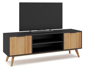 Crni/natur TV stol od borovine 140x53 cm Lavis - Marckeric