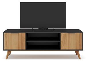 Crni/natur TV stol od borovine 140x53 cm Lavis - Marckeric