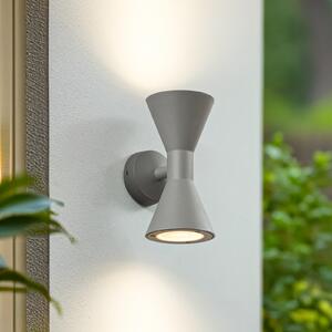 Lucande Xalor vanjska zidna svjetiljka, siva, IP65, metalna, GU10, prigušiva, Sivo, Aluminij