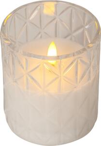 Bijela LED voštana svijeća u Star Trading Flamme Romb staklu, visina 10 cm