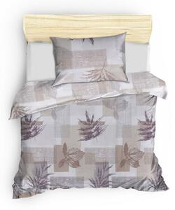 Sivo-smeđa pamučna posteljina za krevet za jednu osobu 140x200 cm Leaf – Mijolnir
