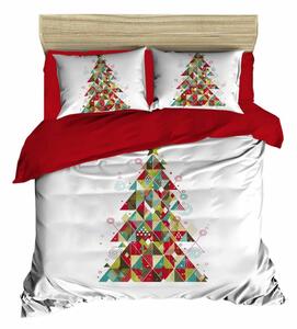 Crvena/bijela satenska posteljina za bračni krevet/za produženi krevet 200x220 cm – Mijolnir