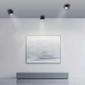 PURE LED stropni reflektor Move, crni, Ø 12 cm, metal/staklo, prigušiva, Crno, Dnevni boravak/blagovaonica, Metal