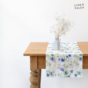 Laneni nadstolnjak 40x200 cm White Flowers – Linen Tales