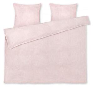 Bijelo-ružičasta posteljina za bračni krevet-za produženi krevet od organskog pamuka 200x220 cm Monochrome Lines – JUNA