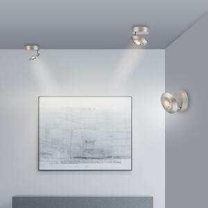 PURE LED stropna svjetiljka Oculis, srebrne boje Ø 15 cm željezo/staklo, prigušiva, Metalik, Dnevni boravak/blagovaonica, Metal