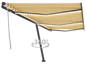 VidaXL Tenda na ručno uvlačenje s LED svjetlom 600x350 cm žuto-bijela
