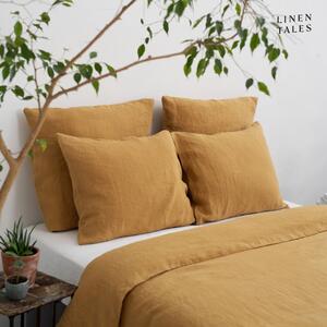 Posteljina za bračni krevet od konopljinog vlakna u boji senfa 200x200 cm - Linen Tales