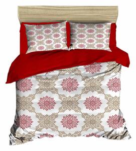 Crveno-bež satenska posteljina za bračni krevet/za produženi krevet 200x220 cm – Mijolnir