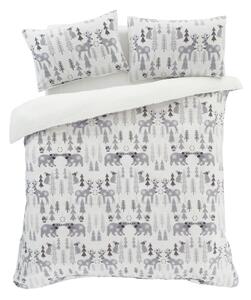 Bijela-siva posteljina za bračni krevet od mikropliša 200x200 cm Winter Wonderland – Catherine Lansfield