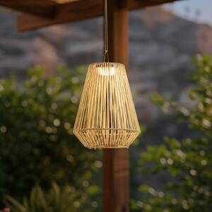 Lindby Austas LED solarna viseća lampa, bež, Ø 32 cm, USB, IP54, prigušiva, Bež, Plastika