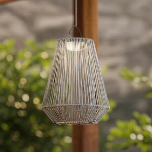 Lindby Austas LED solarna viseća lampa, siva, Ø 32 cm, USB, IP54, prigušiva, Sivo, Plastika