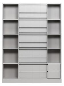 Svijetlo siva biblioteka od masivnog bora s kliznim vratima 150x200 cm Swing – WOOOD