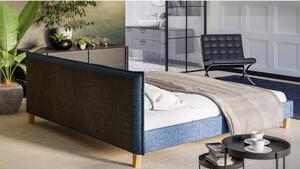 Plavi tapecirani bračni krevet s podnicom 200x200 cm Tina - Ropez