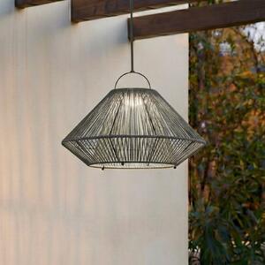 Lindby Austas LED solarna viseća lampa, siva, Ø 50 cm, USB, IP54, prigušiva, Sivo, Plastika