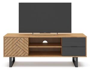 Antracit/natur TV stol u dekoru hrasta 140x52 cm Madona - Marckeric