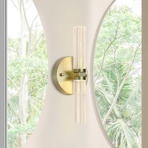 Searchlight LED zidna svjetiljka za kupaonicu Aberdeen, visina 34 cm, 2 žarulje boje, prigušiva, Zlato / mjed, kupaonica, Metal