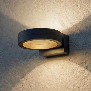 Lindby LED vanjska zidna svjetiljka Selviro, antracit, Ø 20 cm, IP65, Crno, Aluminij