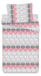 Ružičasto-siva 4-dijelna pamučna posteljina za krevet za jednu osobu 140x200 cm Dikona - Jerry Fabrics